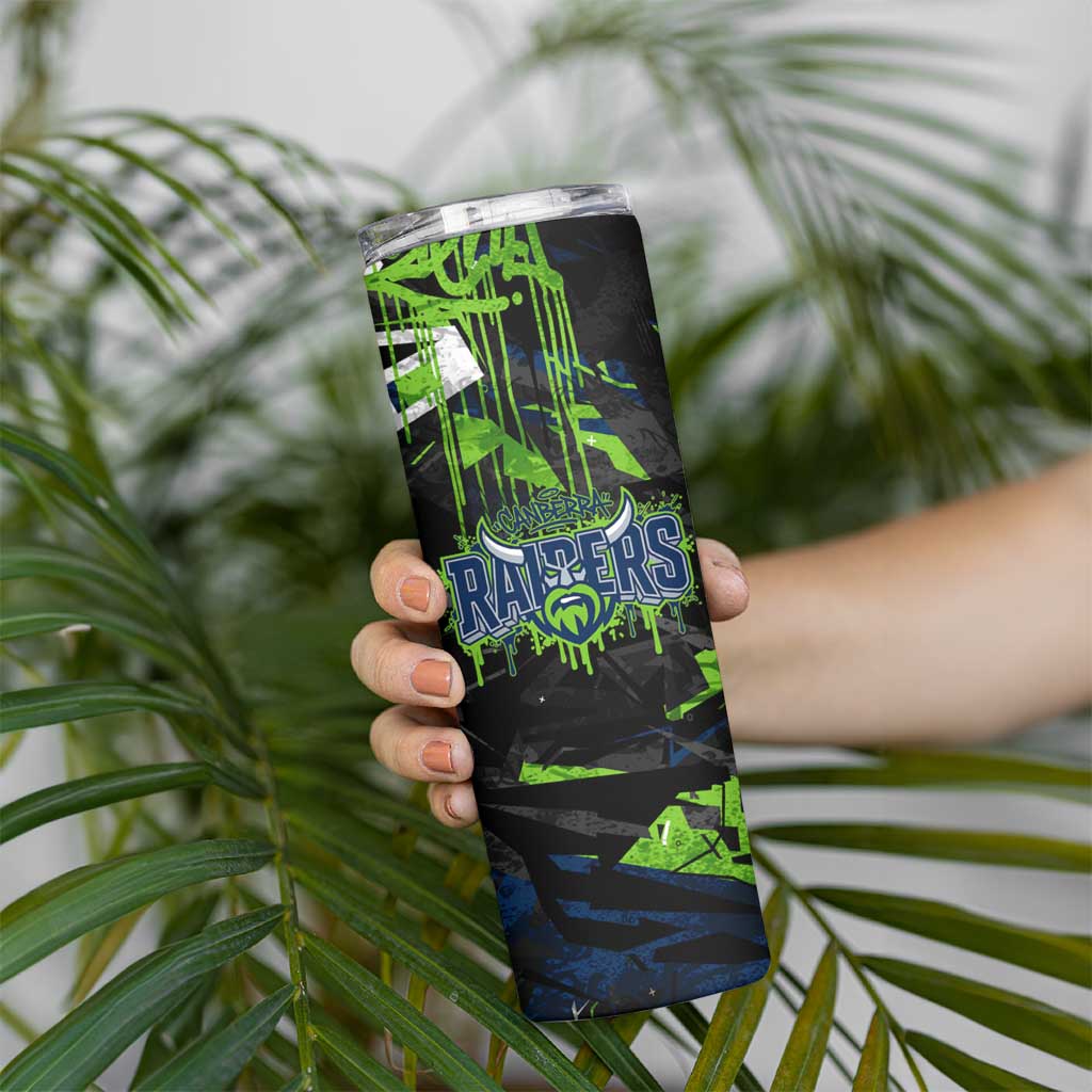 Personalized Canberra Raiders Skinny Tumbler Graffiti Grunge Abstract Urban Street Style Design