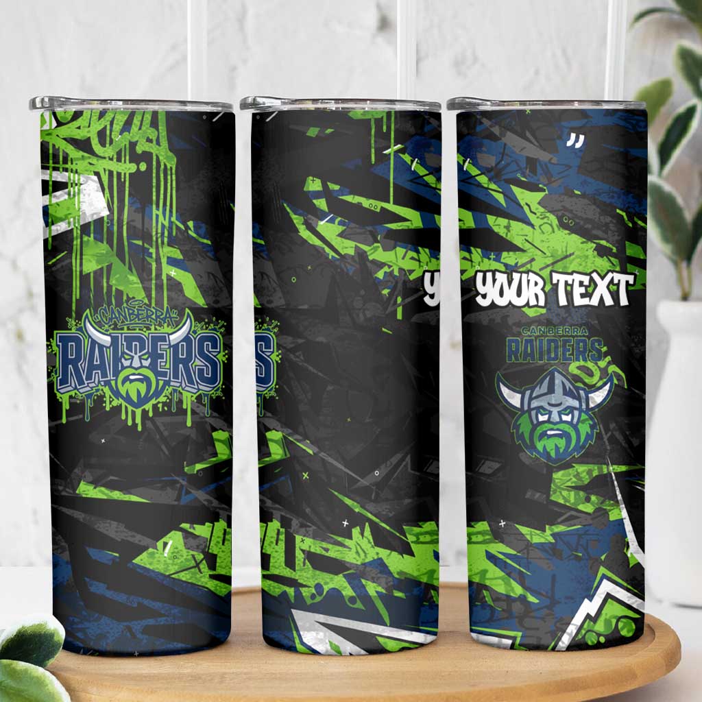 Personalized Canberra Raiders Skinny Tumbler Graffiti Grunge Abstract Urban Street Style Design