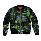 Personalized Canberra Raiders Sleeve Zip Bomber Jacket Graffiti Grunge Abstract Urban Street Style Design