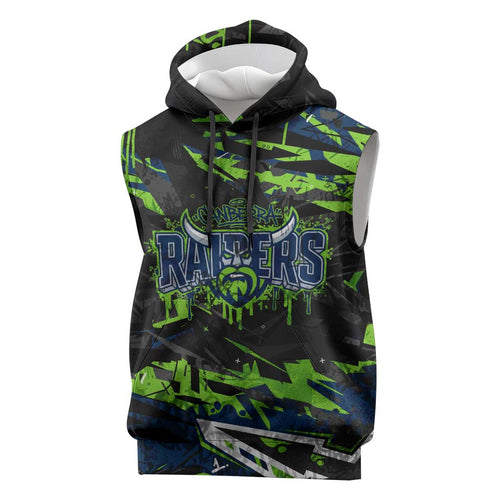 Personalized Canberra Raiders Sleeveless Hoodie Graffiti Grunge Abstract Urban Street Style Design