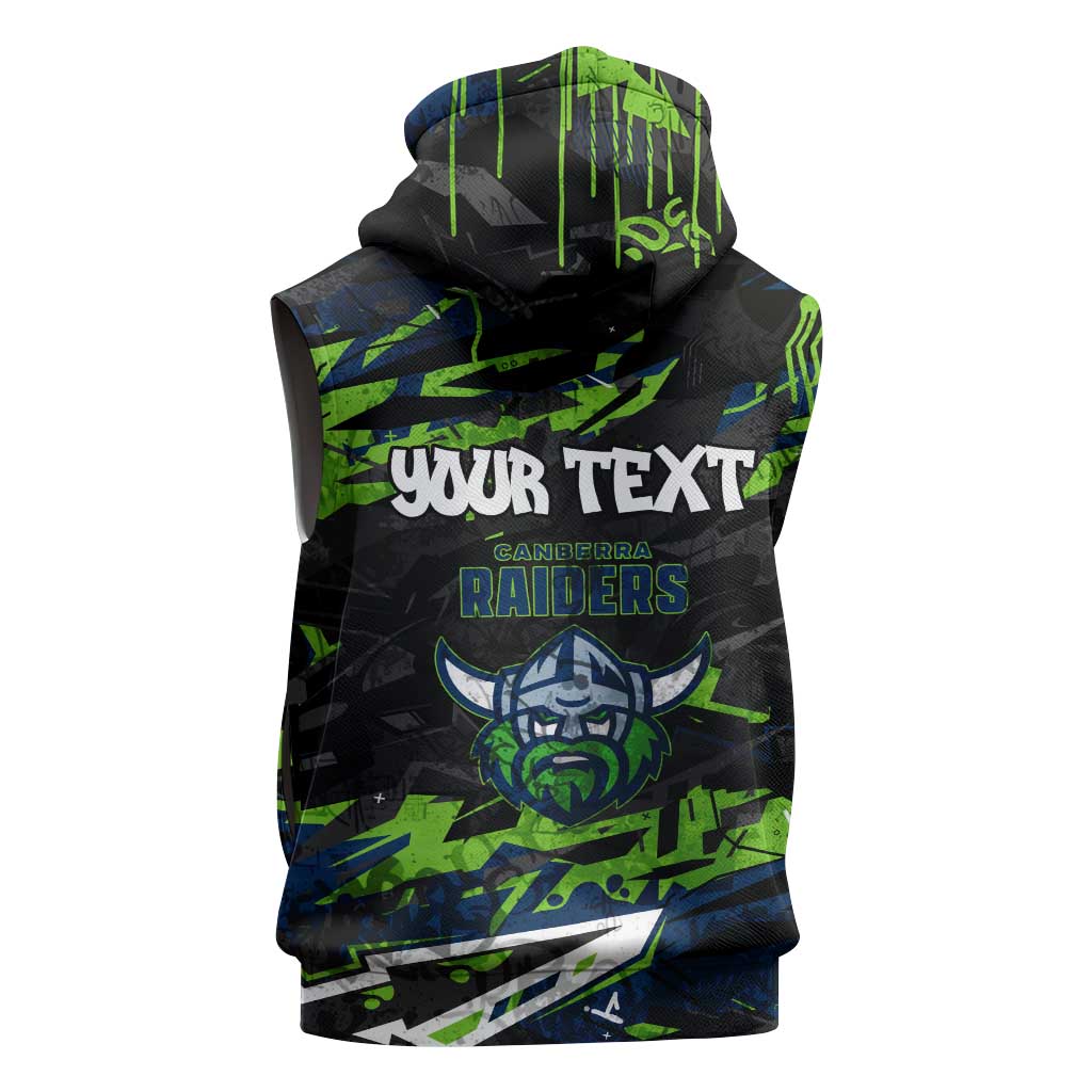Personalized Canberra Raiders Sleeveless Hoodie Graffiti Grunge Abstract Urban Street Style Design