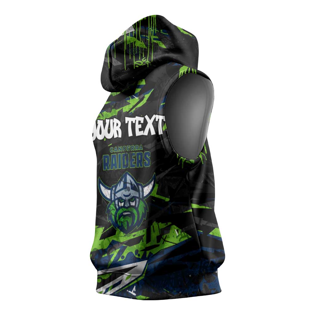 Personalized Canberra Raiders Sleeveless Hoodie Graffiti Grunge Abstract Urban Street Style Design