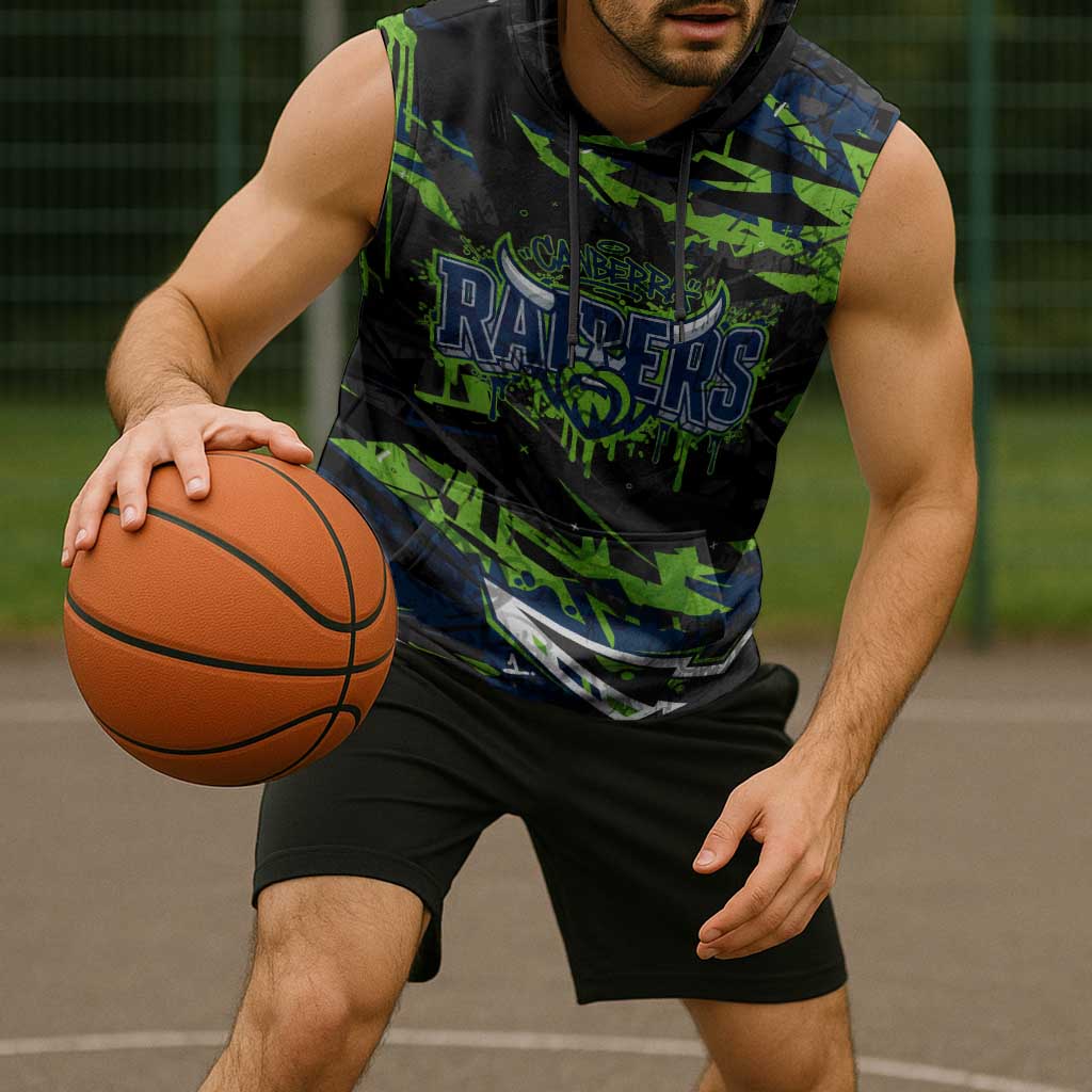 Personalized Canberra Raiders Sleeveless Hoodie Graffiti Grunge Abstract Urban Street Style Design