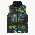 Personalized Canberra Raiders Sleeveless Puffer Jacket Graffiti Grunge Abstract Urban Street Style Design