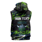 Personalized Canberra Raiders Sleeveless Zip Hoodie Graffiti Grunge Abstract Urban Street Style Design