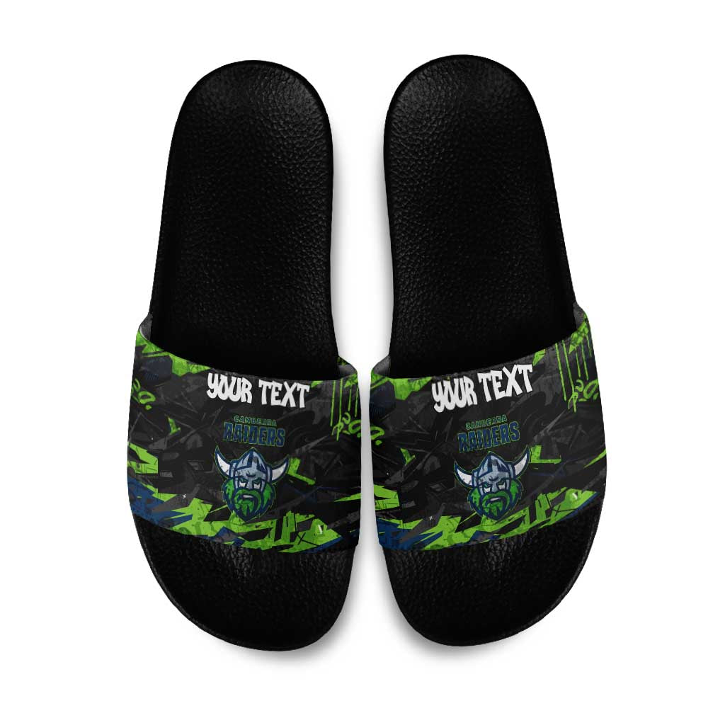 Personalized Canberra Raiders Slide Sandals Graffiti Grunge Abstract Urban Street Style Design