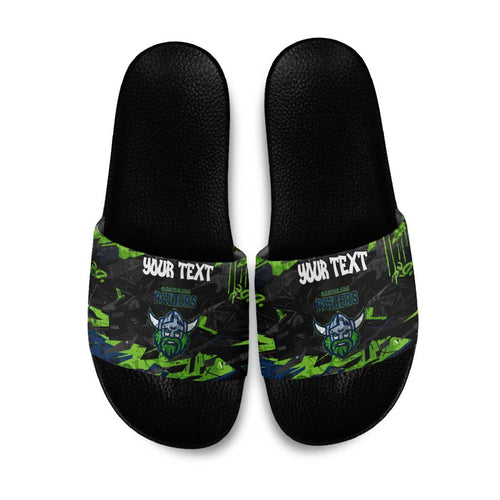 Personalized Canberra Raiders Slide Sandals Graffiti Grunge Abstract Urban Street Style Design