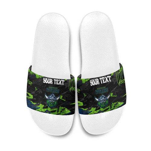 Personalized Canberra Raiders Slide Sandals Graffiti Grunge Abstract Urban Street Style Design