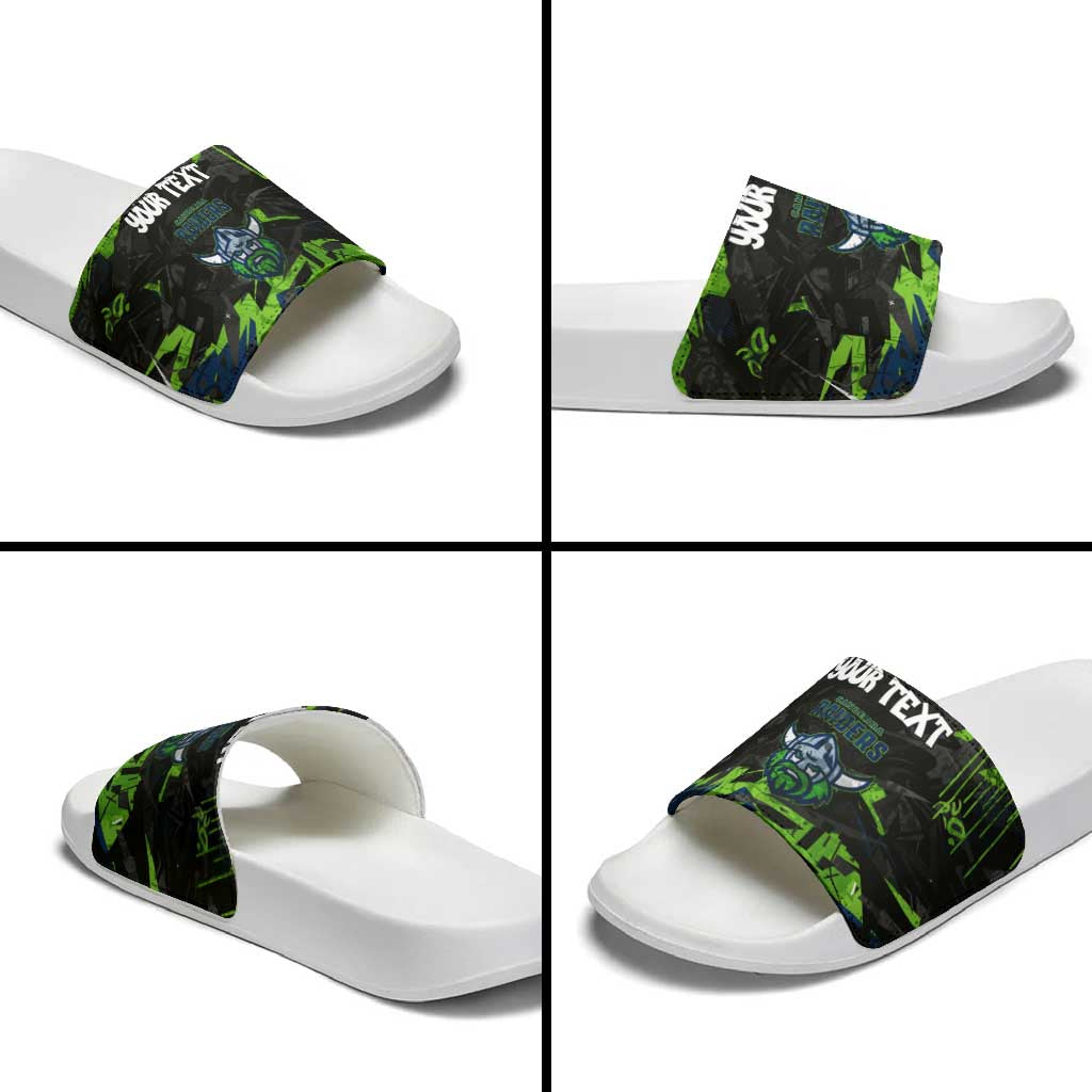 Personalized Canberra Raiders Slide Sandals Graffiti Grunge Abstract Urban Street Style Design