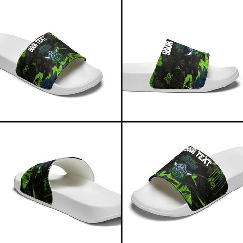 Personalized Canberra Raiders Slide Sandals Graffiti Grunge Abstract Urban Street Style Design