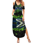 Personalized Canberra Raiders Summer Maxi Dress Graffiti Grunge Abstract Urban Street Style Design