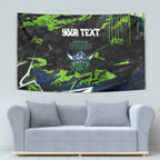 Personalized Canberra Raiders Tapestry Graffiti Grunge Abstract Urban Street Style Design