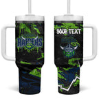 Personalized Canberra Raiders Tumbler With Handle Graffiti Grunge Abstract Urban Street Style Design