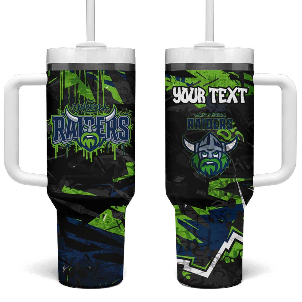 Personalized Canberra Raiders Tumbler With Handle Graffiti Grunge Abstract Urban Street Style Design
