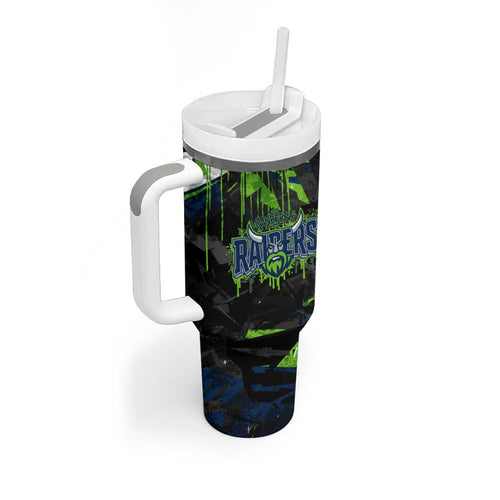 Personalized Canberra Raiders Tumbler With Handle Graffiti Grunge Abstract Urban Street Style Design