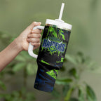 Personalized Canberra Raiders Tumbler With Handle Graffiti Grunge Abstract Urban Street Style Design