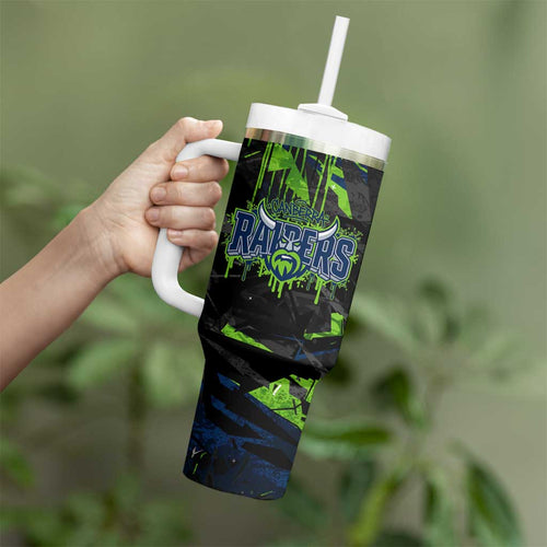Personalized Canberra Raiders Tumbler With Handle Graffiti Grunge Abstract Urban Street Style Design