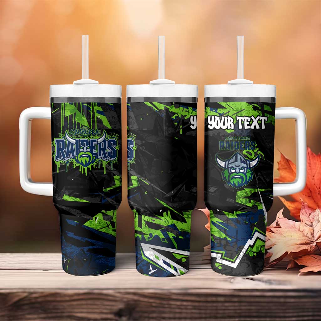 Personalized Canberra Raiders Tumbler With Handle Graffiti Grunge Abstract Urban Street Style Design