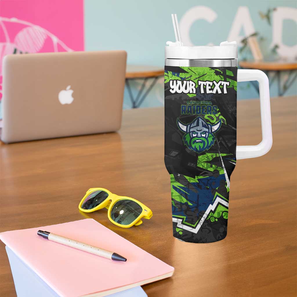 Personalized Canberra Raiders Tumbler With Handle Graffiti Grunge Abstract Urban Street Style Design