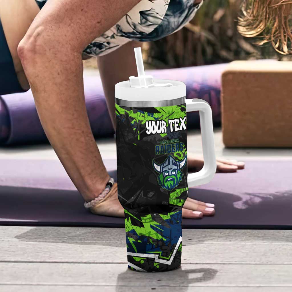 Personalized Canberra Raiders Tumbler With Handle Graffiti Grunge Abstract Urban Street Style Design