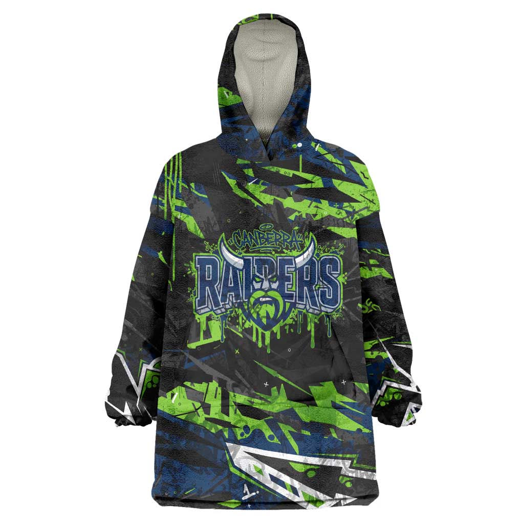 Personalized Canberra Raiders Wearable Blanket Hoodie Graffiti Grunge Abstract Urban Street Style Design