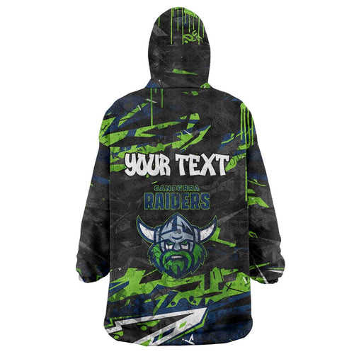 Personalized Canberra Raiders Wearable Blanket Hoodie Graffiti Grunge Abstract Urban Street Style Design