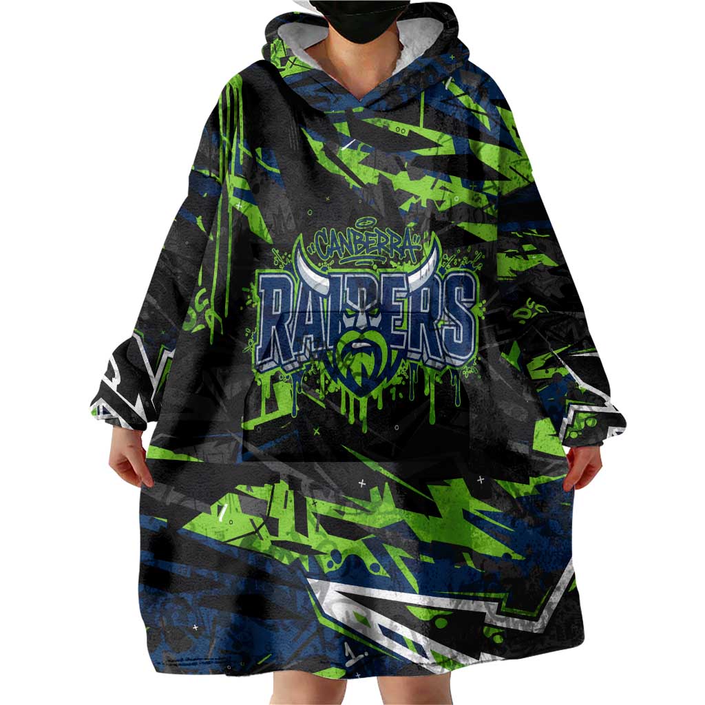 Personalized Canberra Raiders Wearable Blanket Hoodie Graffiti Grunge Abstract Urban Street Style Design