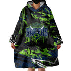 Personalized Canberra Raiders Wearable Blanket Hoodie Graffiti Grunge Abstract Urban Street Style Design
