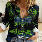 Personalized Canberra Raiders Women Casual Shirt Graffiti Grunge Abstract Urban Street Style Design