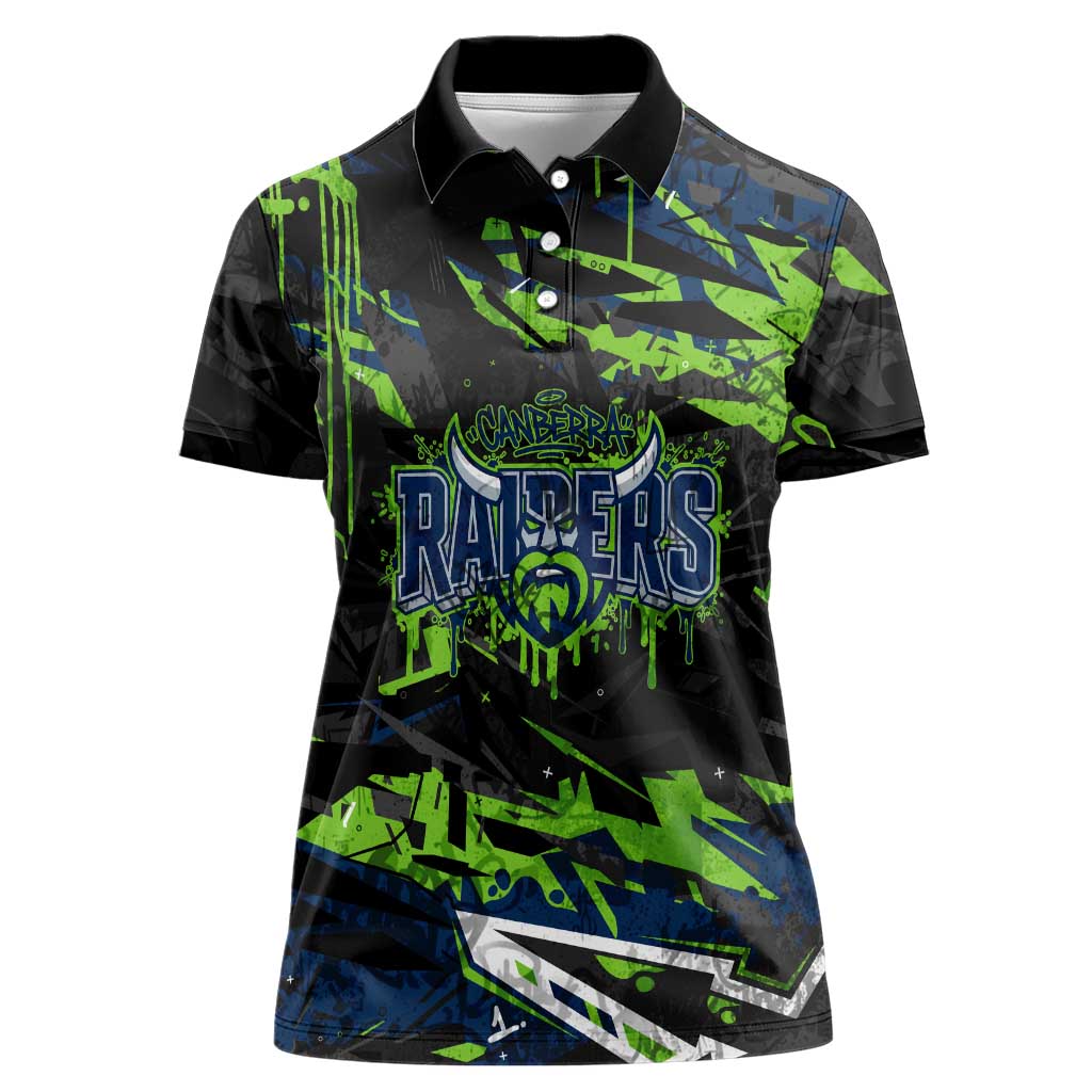 Personalized Canberra Raiders Women Polo Shirt Graffiti Grunge Abstract Urban Street Style Design
