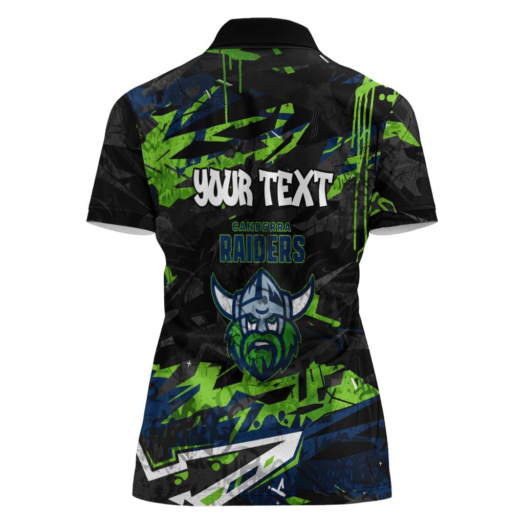 Personalized Canberra Raiders Women Polo Shirt Graffiti Grunge Abstract Urban Street Style Design