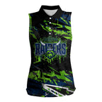 Personalized Canberra Raiders Women Sleeveless Polo Shirt Graffiti Grunge Abstract Urban Street Style Design