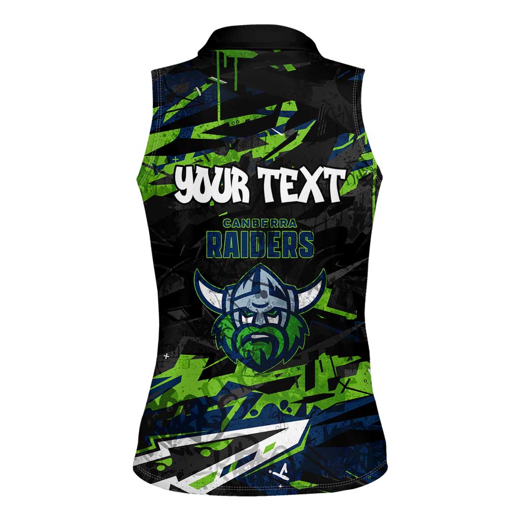 Personalized Canberra Raiders Women Sleeveless Polo Shirt Graffiti Grunge Abstract Urban Street Style Design