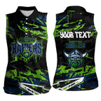 Personalized Canberra Raiders Women Sleeveless Polo Shirt Graffiti Grunge Abstract Urban Street Style Design
