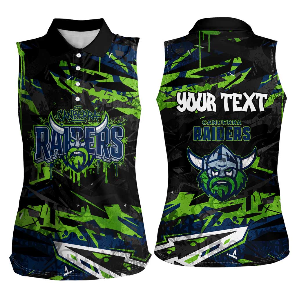 Personalized Canberra Raiders Women Sleeveless Polo Shirt Graffiti Grunge Abstract Urban Street Style Design