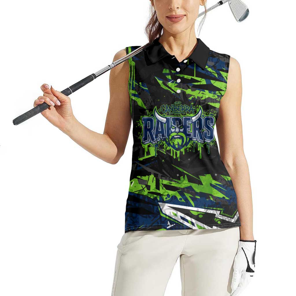 Personalized Canberra Raiders Women Sleeveless Polo Shirt Graffiti Grunge Abstract Urban Street Style Design