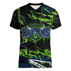 Personalized Canberra Raiders Women V-Neck T-Shirt Graffiti Grunge Abstract Urban Street Style Design