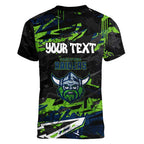Personalized Canberra Raiders Women V-Neck T-Shirt Graffiti Grunge Abstract Urban Street Style Design