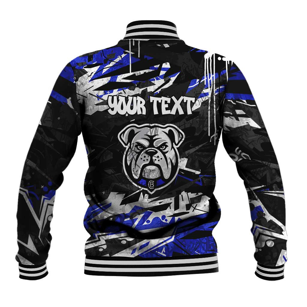 Personalized Canterbury-Bankstown Bulldogs Baseball Jacket Graffiti Grunge Abstract Urban Street Style Design