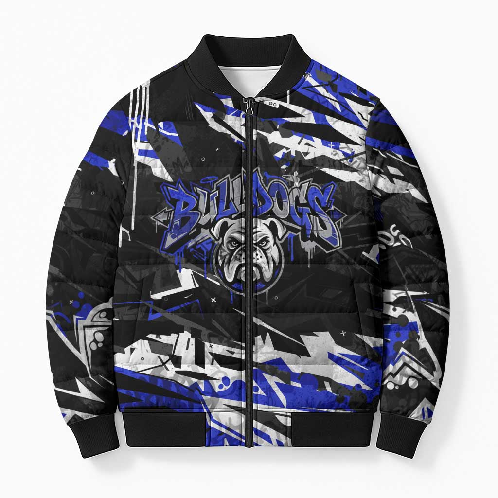Personalized Canterbury-Bankstown Bulldogs Bomber Puffer Jacket Graffiti Grunge Abstract Urban Street Style Design