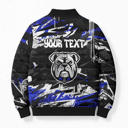Personalized Canterbury-Bankstown Bulldogs Bomber Puffer Jacket Graffiti Grunge Abstract Urban Street Style Design