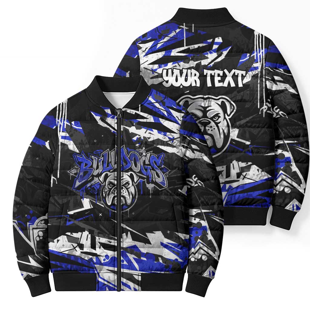 Personalized Canterbury-Bankstown Bulldogs Bomber Puffer Jacket Graffiti Grunge Abstract Urban Street Style Design