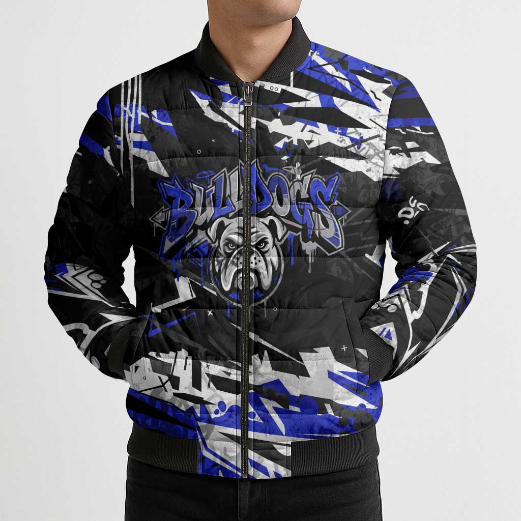 Personalized Canterbury-Bankstown Bulldogs Bomber Puffer Jacket Graffiti Grunge Abstract Urban Street Style Design