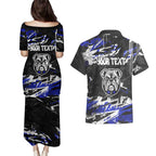 Personalized Canterbury-Bankstown Bulldogs Couples Matching Puletasi and Hawaiian Shirt Graffiti Grunge Abstract Urban Street Style Design