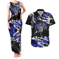 Personalized Canterbury-Bankstown Bulldogs Couples Matching Tank Maxi Dress and Hawaiian Shirt Graffiti Grunge Abstract Urban Street Style Design