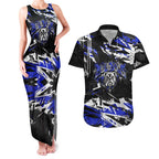 Personalized Canterbury-Bankstown Bulldogs Couples Matching Tank Maxi Dress and Hawaiian Shirt Graffiti Grunge Abstract Urban Street Style Design