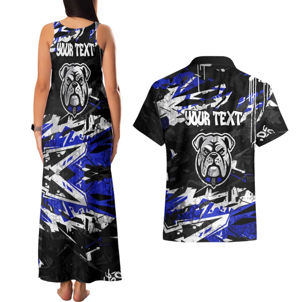 Personalized Canterbury-Bankstown Bulldogs Couples Matching Tank Maxi Dress and Hawaiian Shirt Graffiti Grunge Abstract Urban Street Style Design