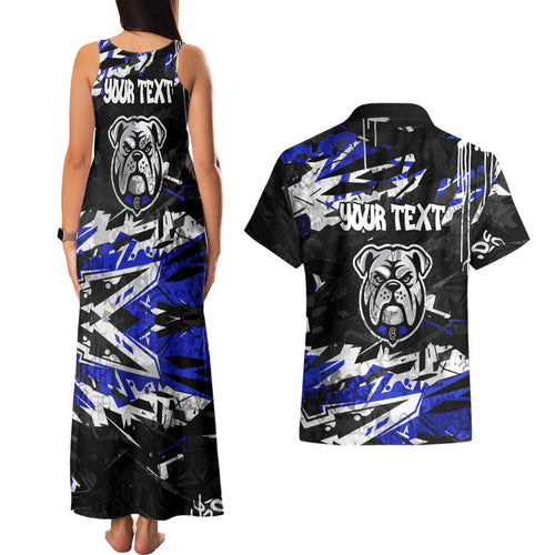 Personalized Canterbury-Bankstown Bulldogs Couples Matching Tank Maxi Dress and Hawaiian Shirt Graffiti Grunge Abstract Urban Street Style Design