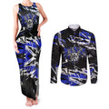 Personalized Canterbury-Bankstown Bulldogs Couples Matching Tank Maxi Dress and Long Sleeve Button Shirt Graffiti Grunge Abstract Urban Street Style Design