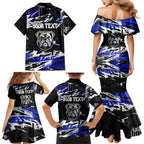 Personalized Canterbury-Bankstown Bulldogs Family Matching Mermaid Dress and Hawaiian Shirt Graffiti Grunge Abstract Urban Street Style Design